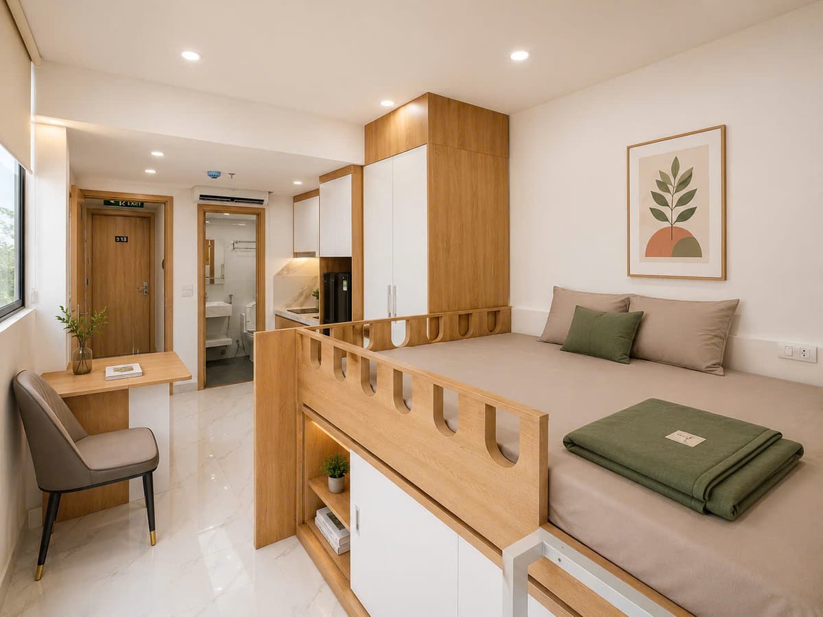 GIƯỜNG TẦNG CĂN STUDIO 162A TÔN ĐỨC THẮNG